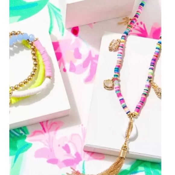 LILLY PULITZER long necklace (heishi, palm shells) - Picture 1 of 10